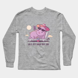 Hippo on the Beach Long Sleeve T-Shirt